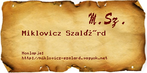 Miklovicz Szalárd névjegykártya